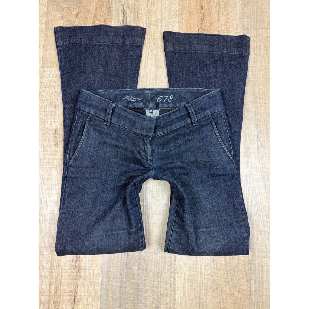 The Limited 678 Denim Jeans Womens 0R Dark Wash Low Rise Flare Y2K Indigo 2012